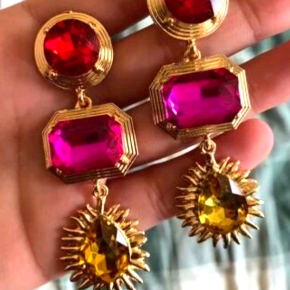 Glorious Gem Stone Drop Pierced Earrings! - Picture 6 of 8